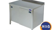 Masa  inox cu rebord si marmura, constructie inox, picioare din profil