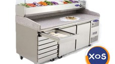 Masa pizza profesionala, 2 usi 7 sertare, Ideal Inox blat granit