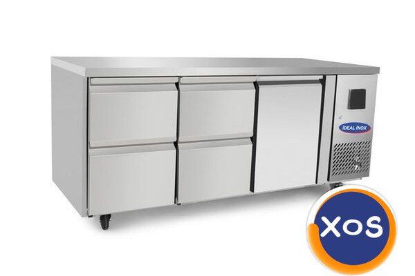 Masa rece cu 4 sertare si 1 usa, Ideal Inox, 420 l