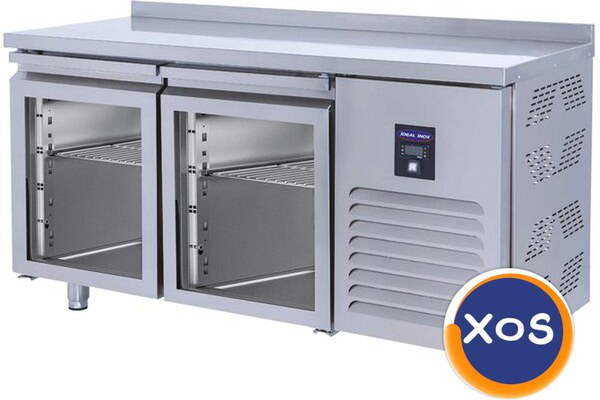 Masa rece profesionala cu 2 usi din sticla, Ideal Inox, 1500x600x850