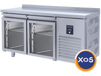 Masa rece profesionala cu 2 usi din sticla, Ideal Inox, 1500x600x850 - 1