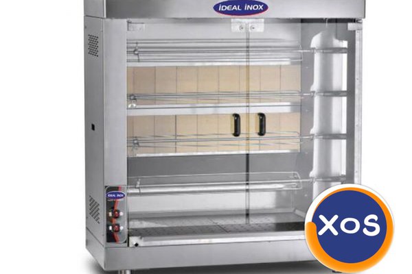 Rotisor profesional 20 pui, IDEAL INOX, geam fata, iar in spate samota