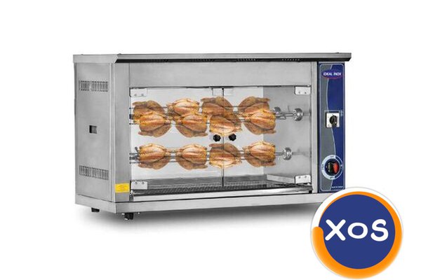 Rotisor profesional, IDEAL INOX, capacitate de 12 pui, geam in fata