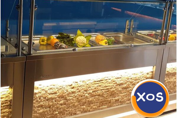 Salad bar linie autoservire, Ideal Inox, 4 GN, inox, design piatra