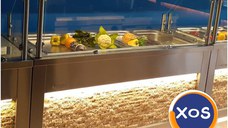 Salad bar linie autoservire, Ideal Inox, 4 GN, inox, design piatra