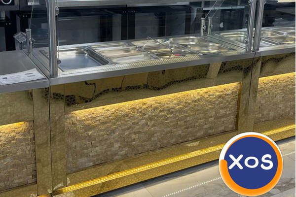Salad bar linie autoservire, Ideal Inox, 4 GN, inox, design piatra